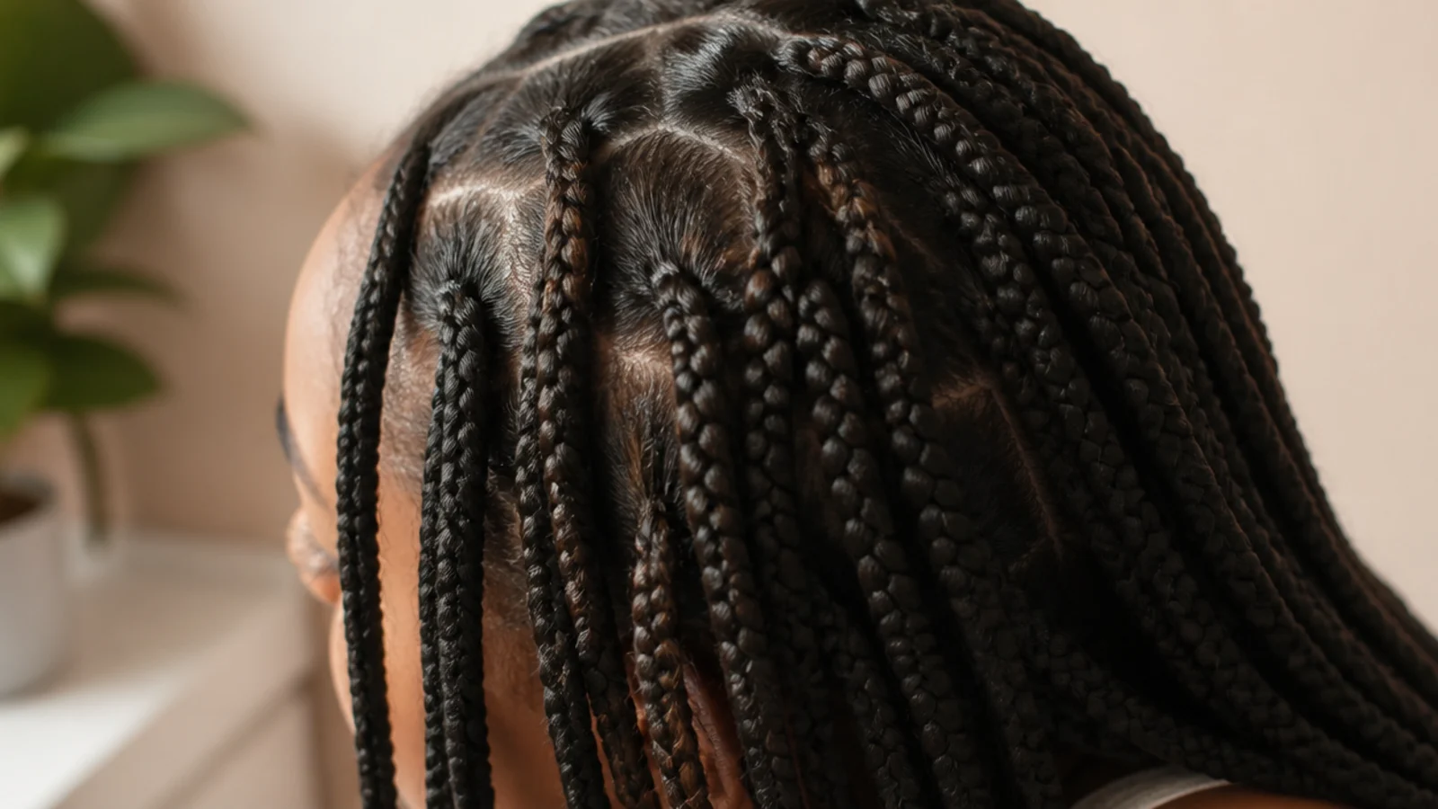 Two loose braids finished with soft ties