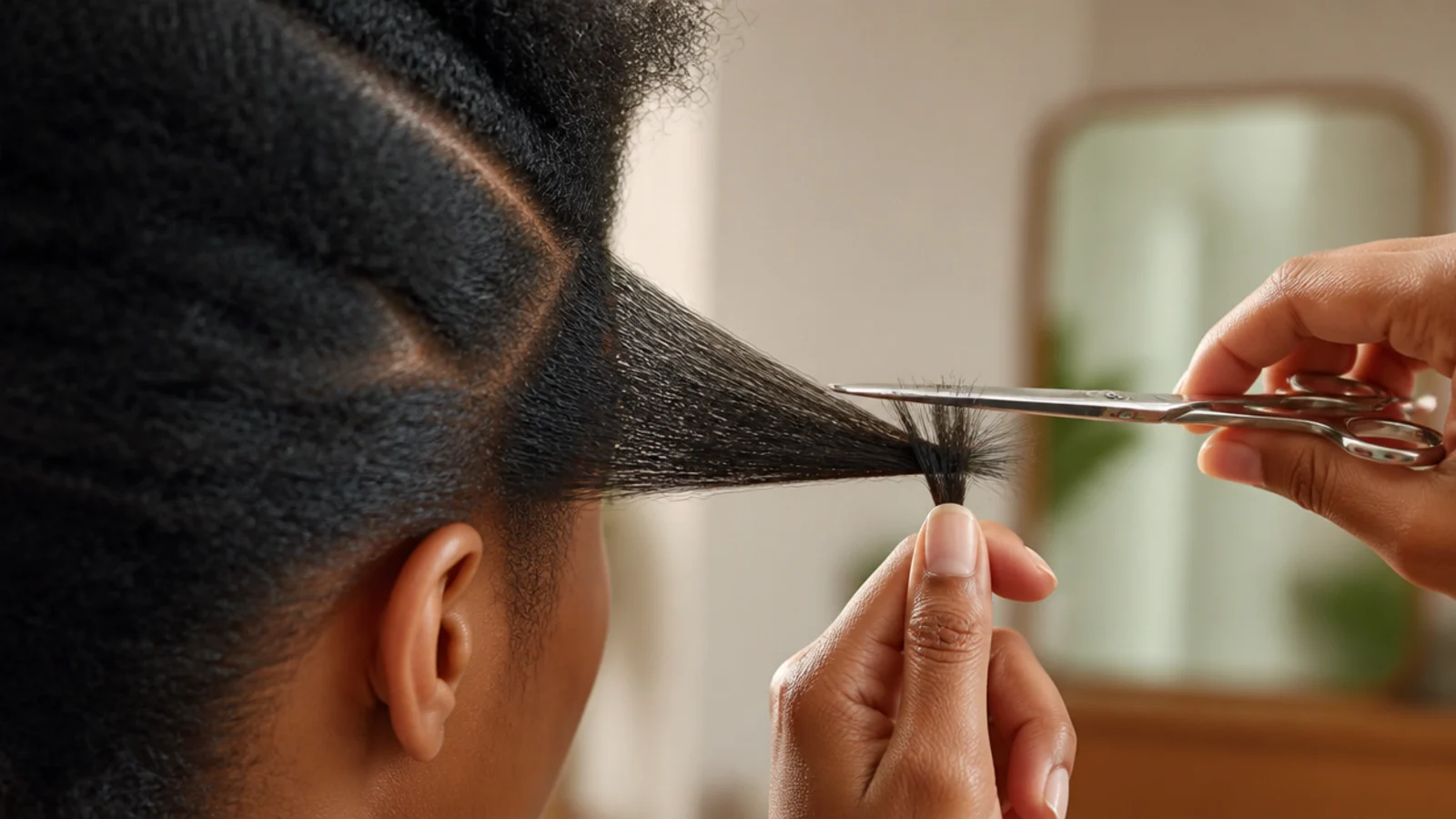 Shears taking a small amount from the ends of a stretched section