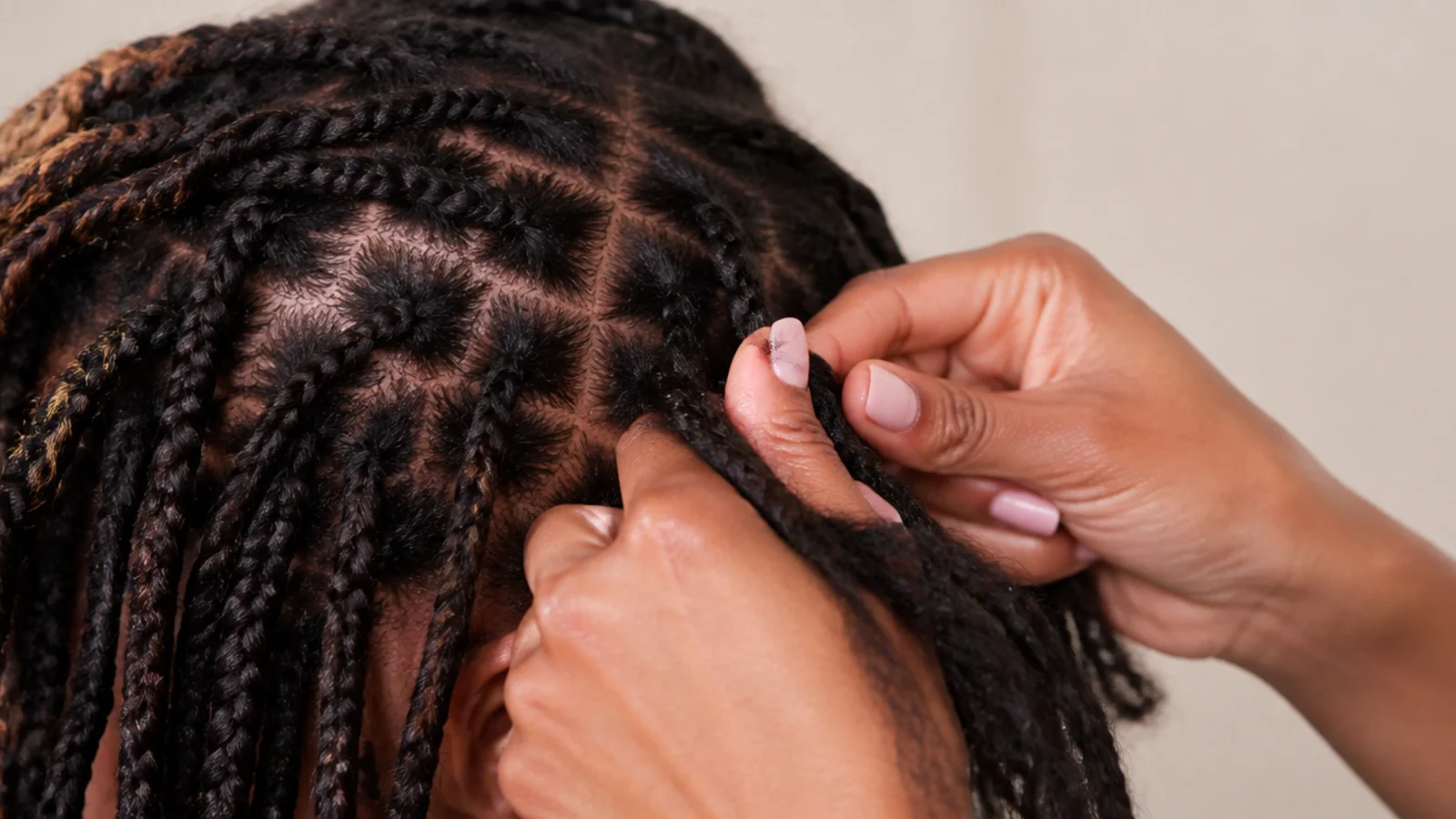 Braids being unravelled carefully one at a time