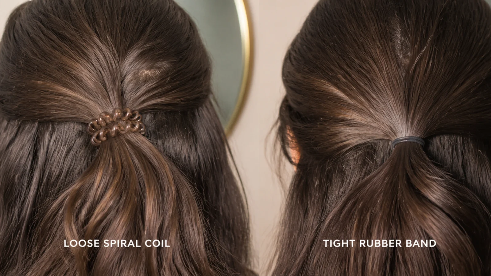 A loose low bun tied at the back of the head