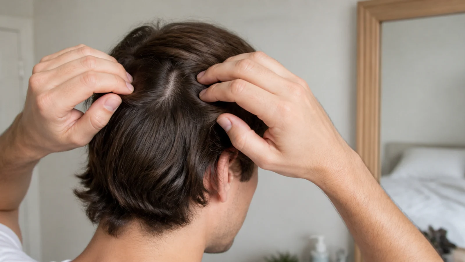 A barber trimming only around the ears on grown out hair