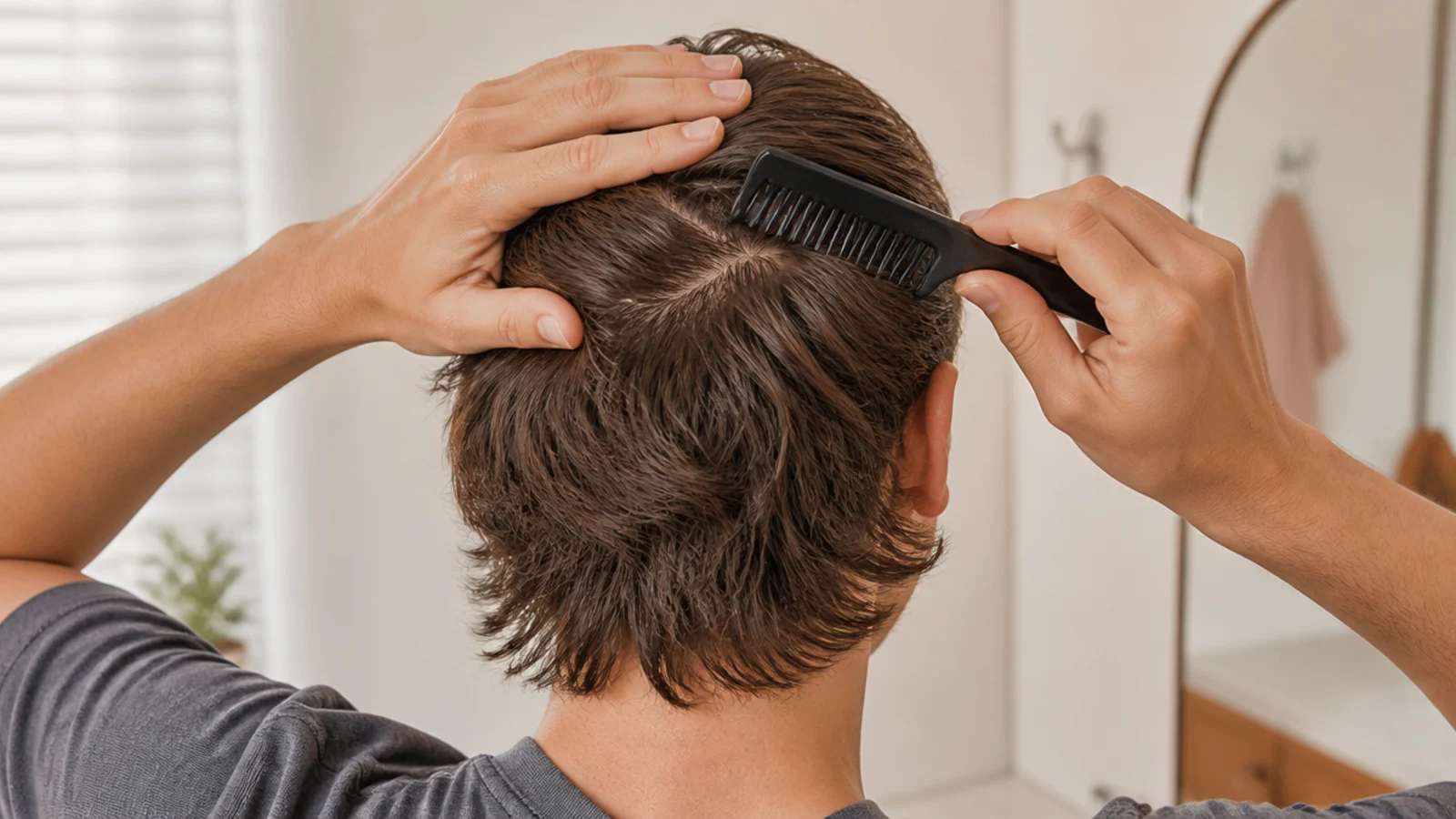 A styling cream worked through mid length hair with the fingers