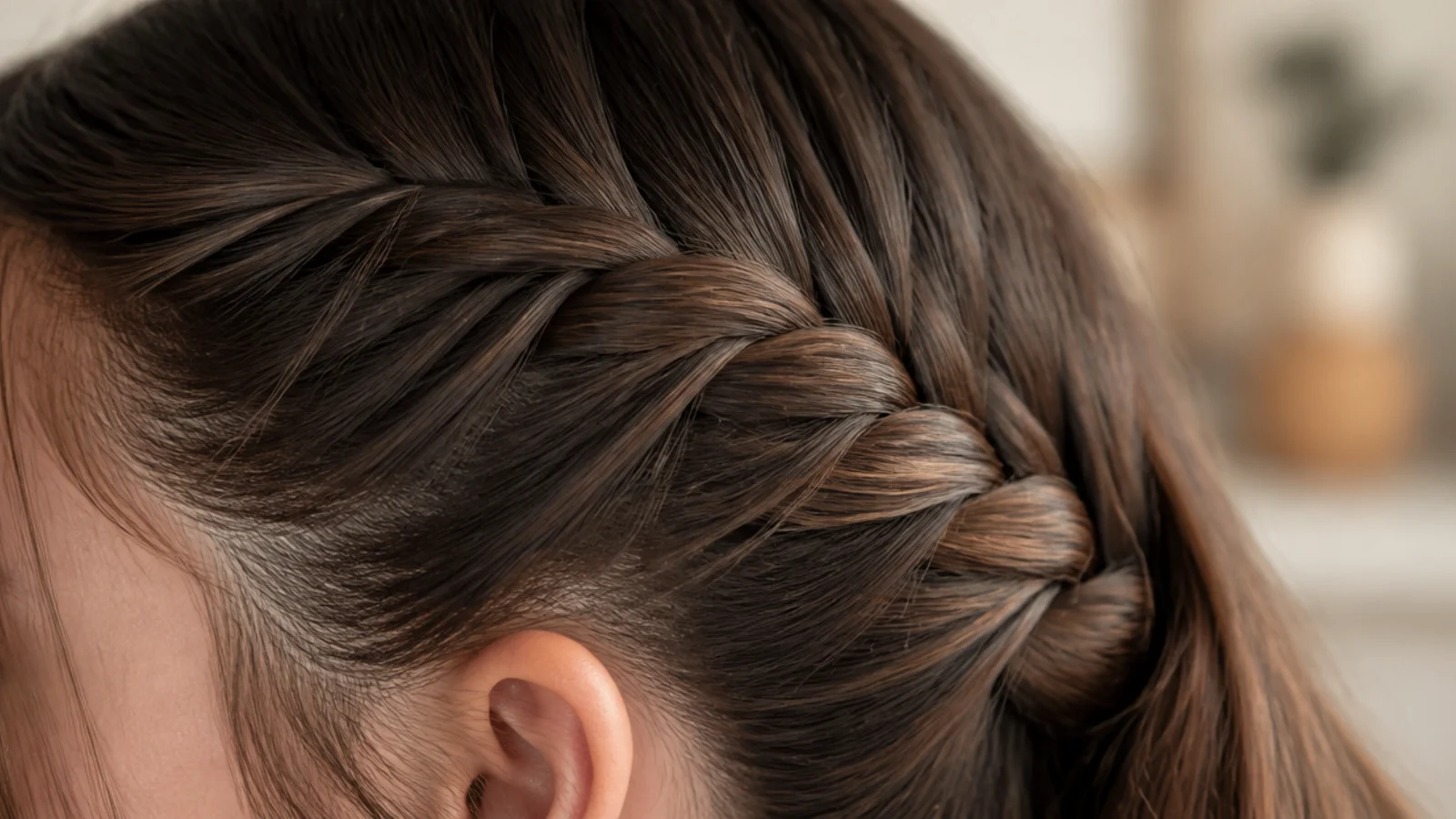 A hairline with hair sitting loose and unpulled at the perimeter