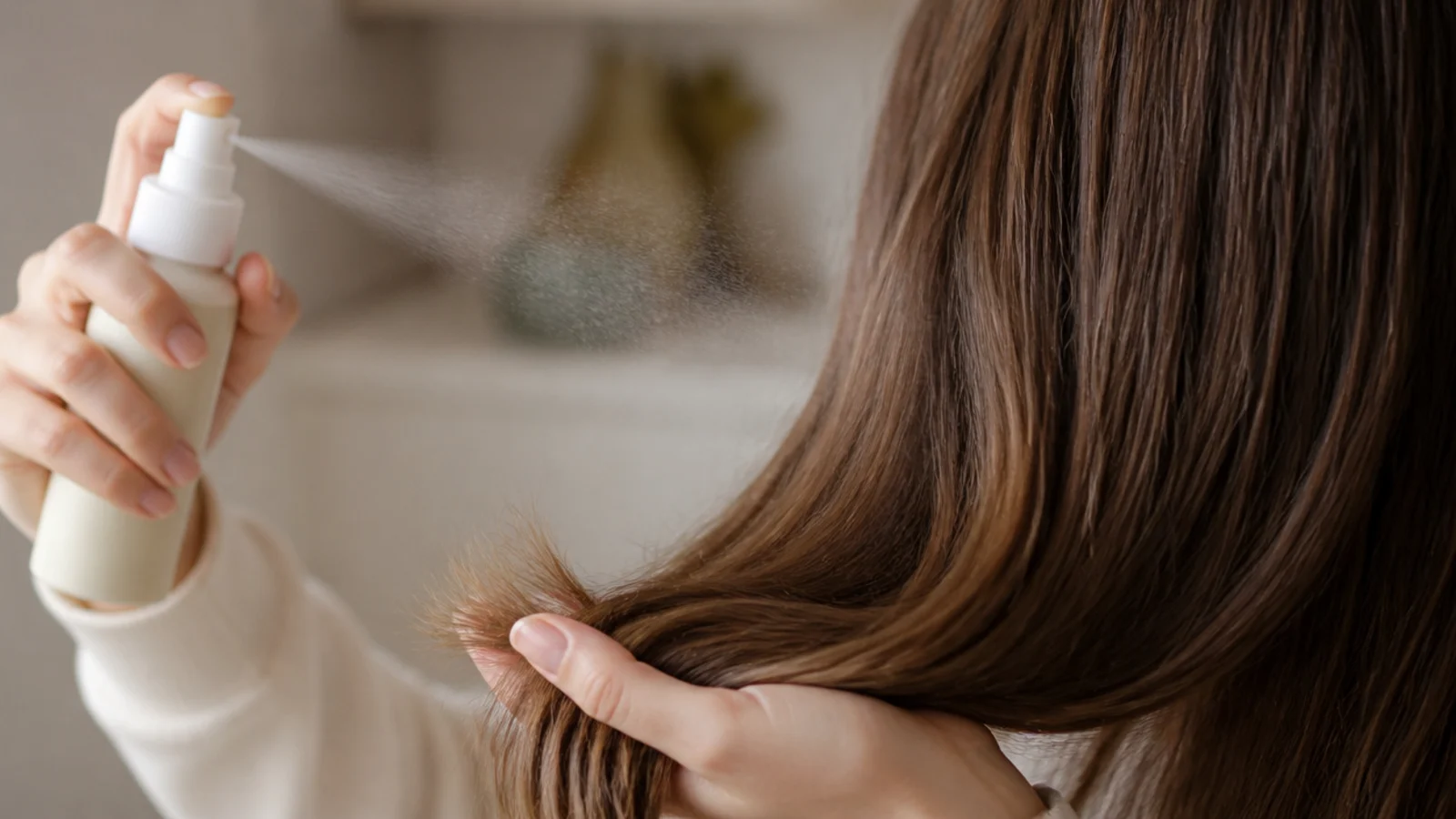A leave in conditioner sprayed through the mid lengths