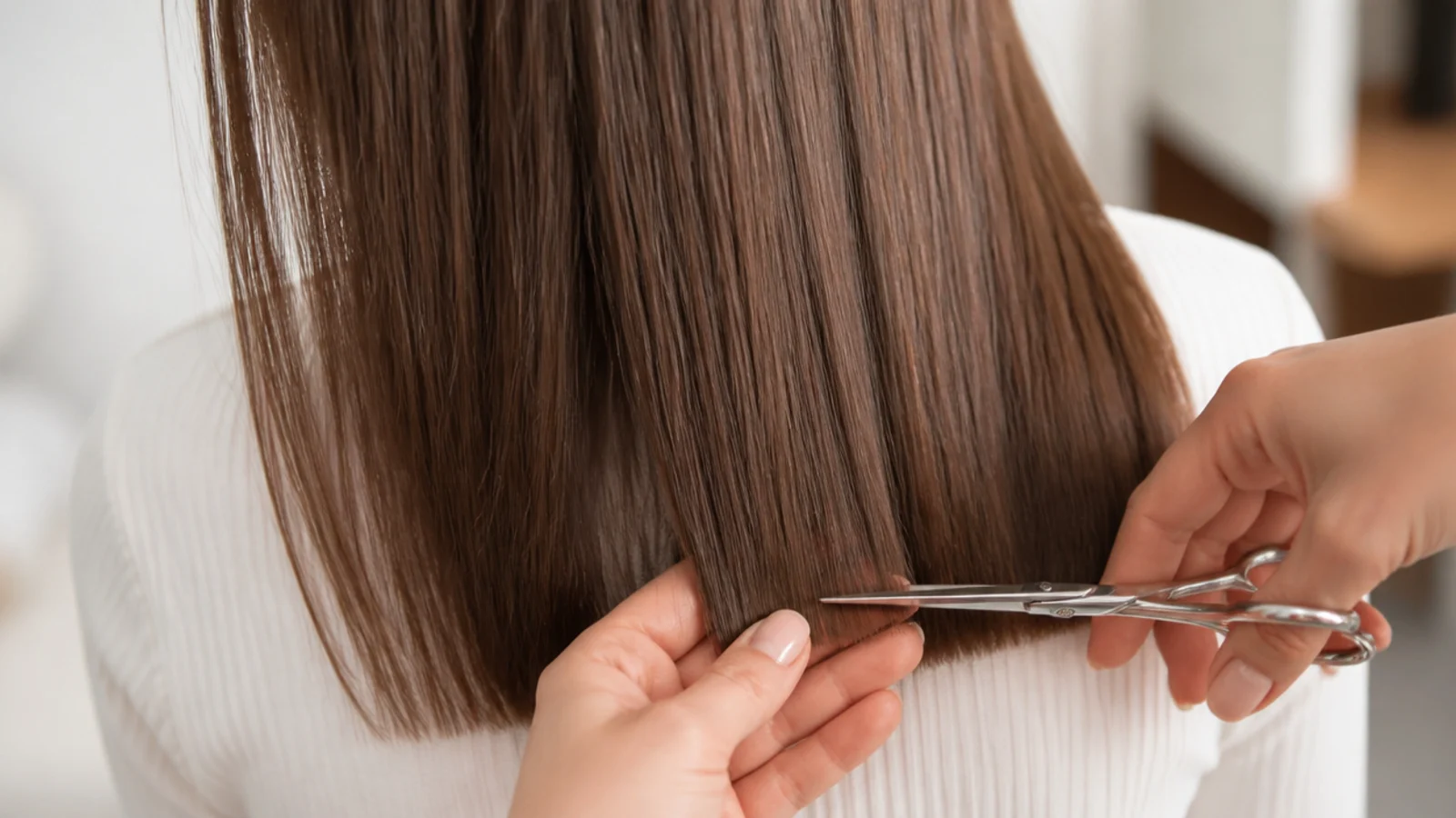 Shears taking a small amount off the ends of a held section