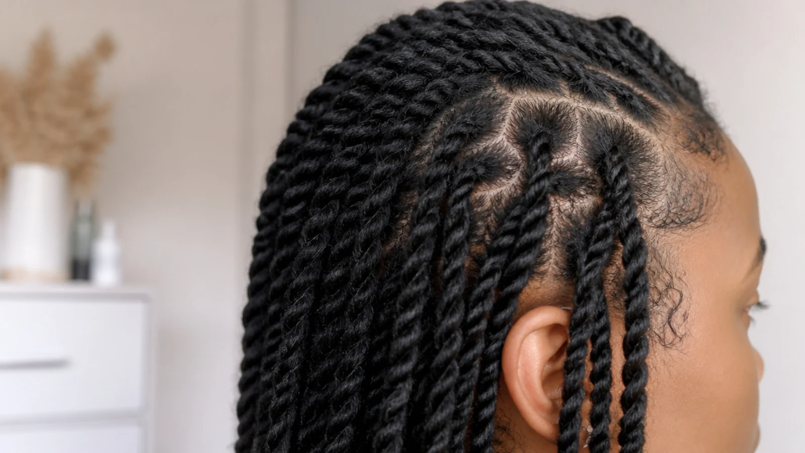 A loose braid resting over one shoulder