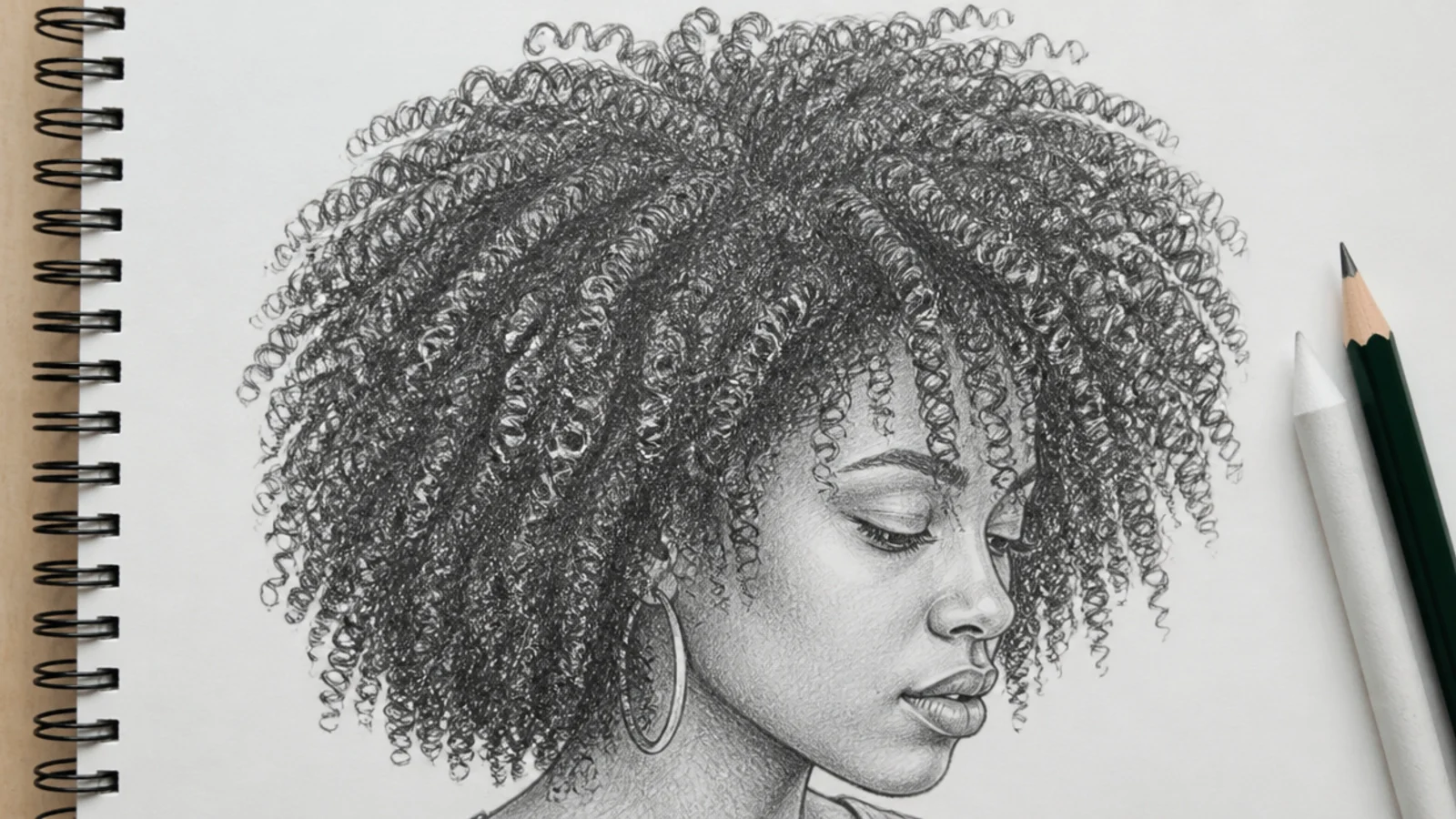 A sketch of tightly packed corkscrew curls