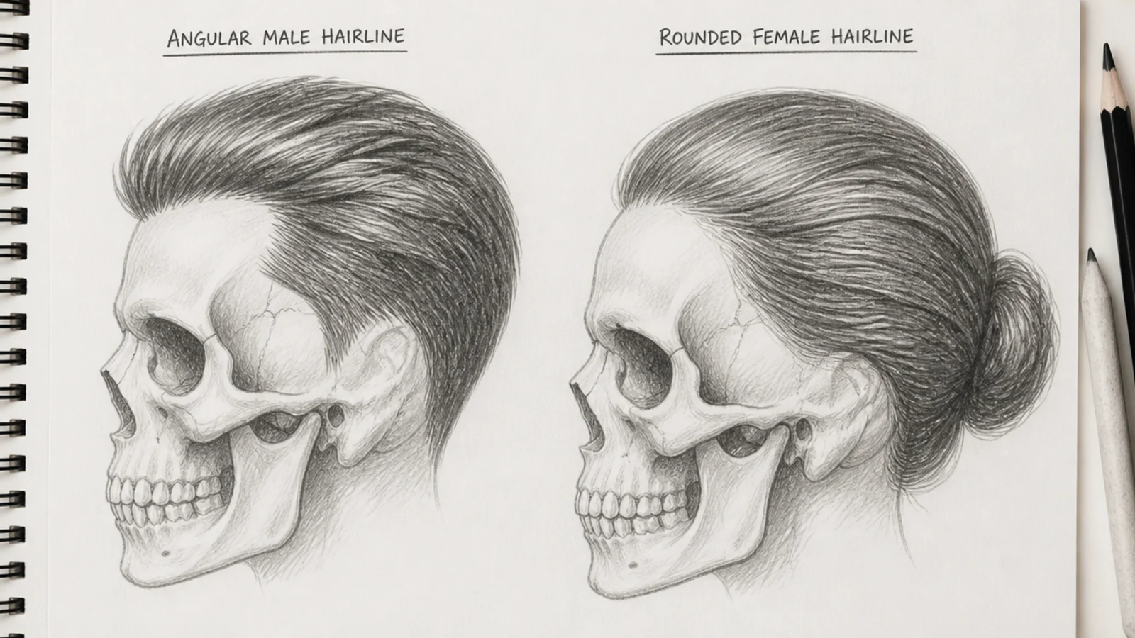 A comparison study of two hairline shapes side by side