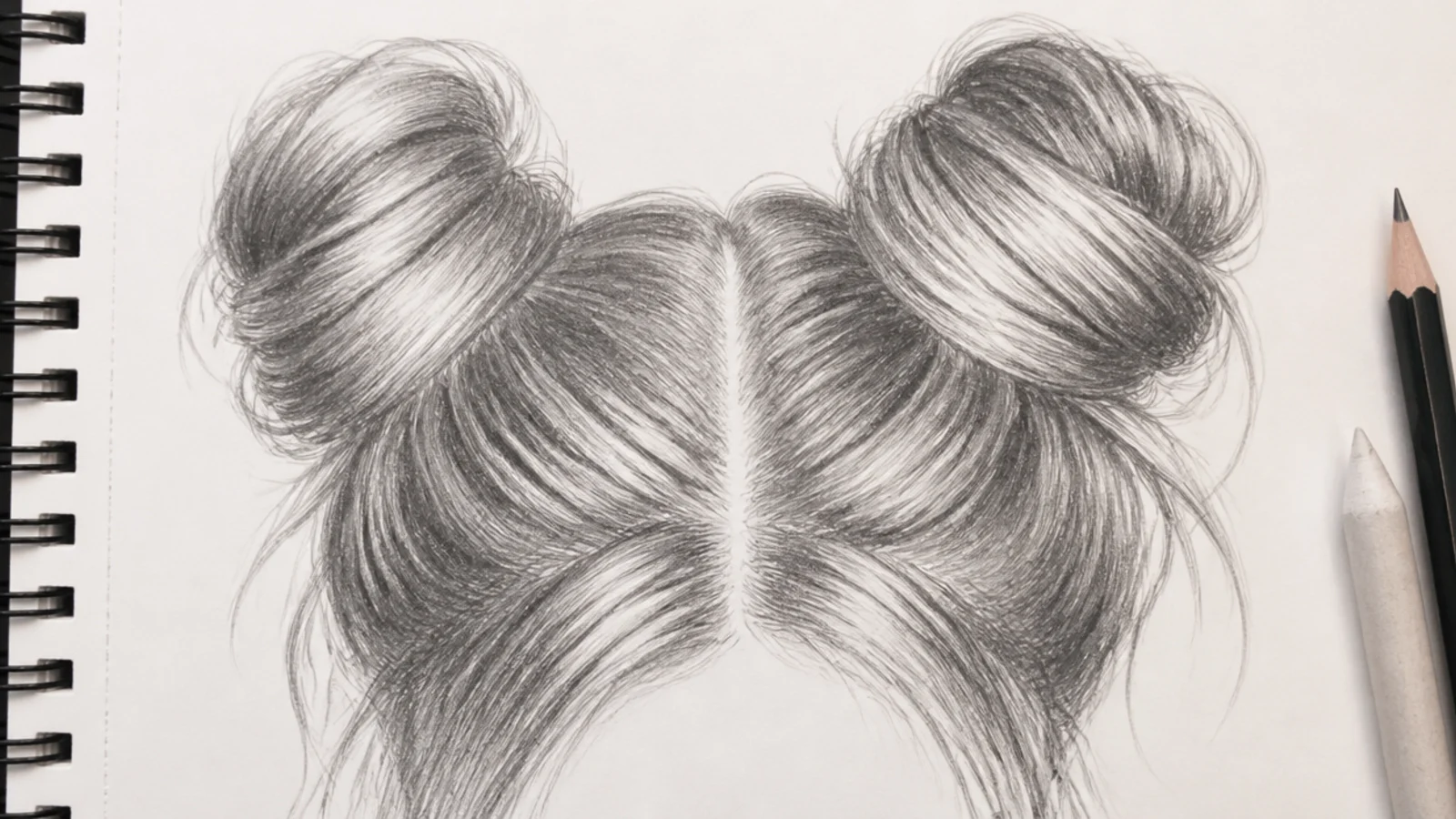 A sketch of two buns set either side of a centre part