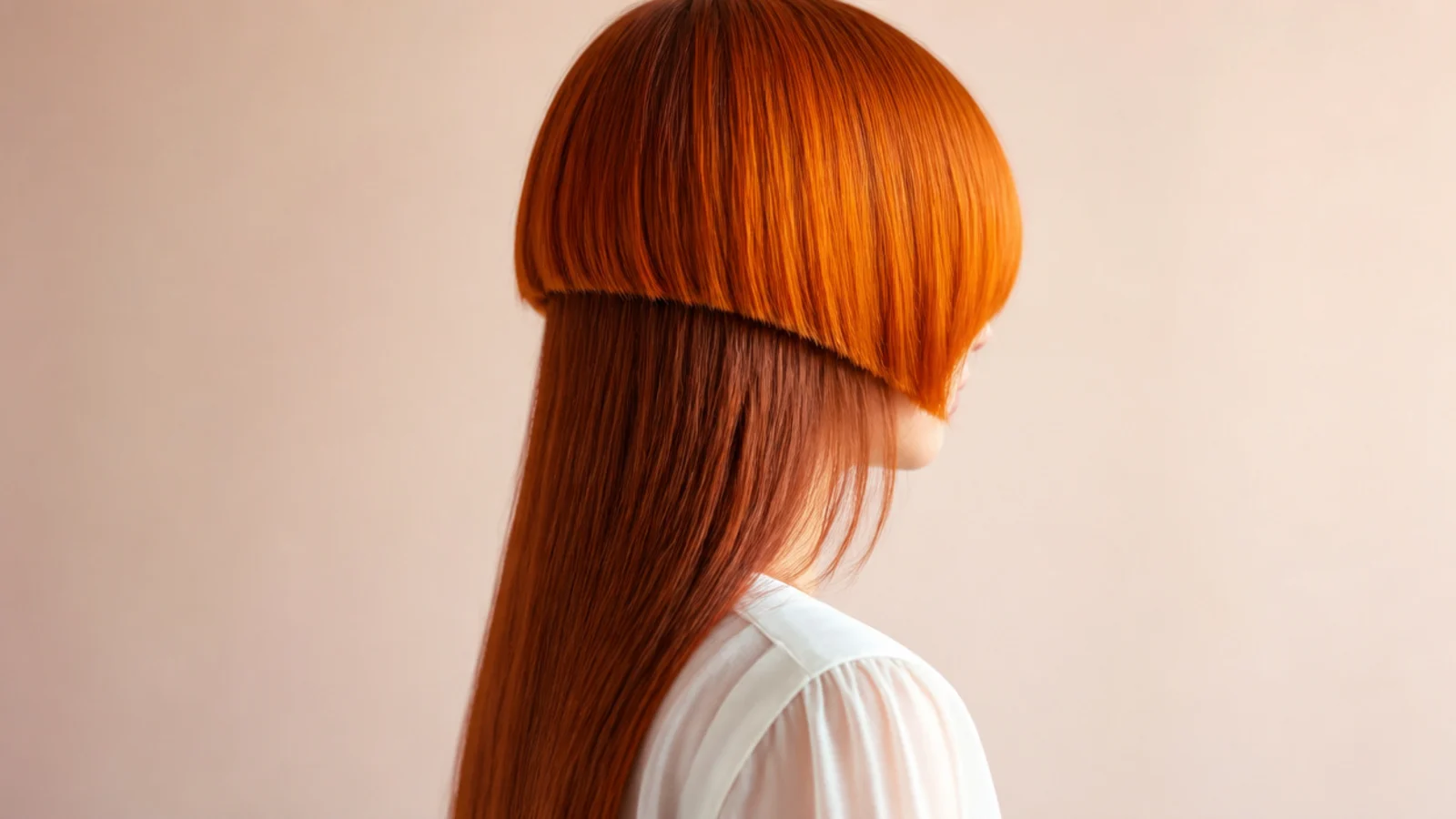 Bright orange and deeper copper tones layered in a stepped shape