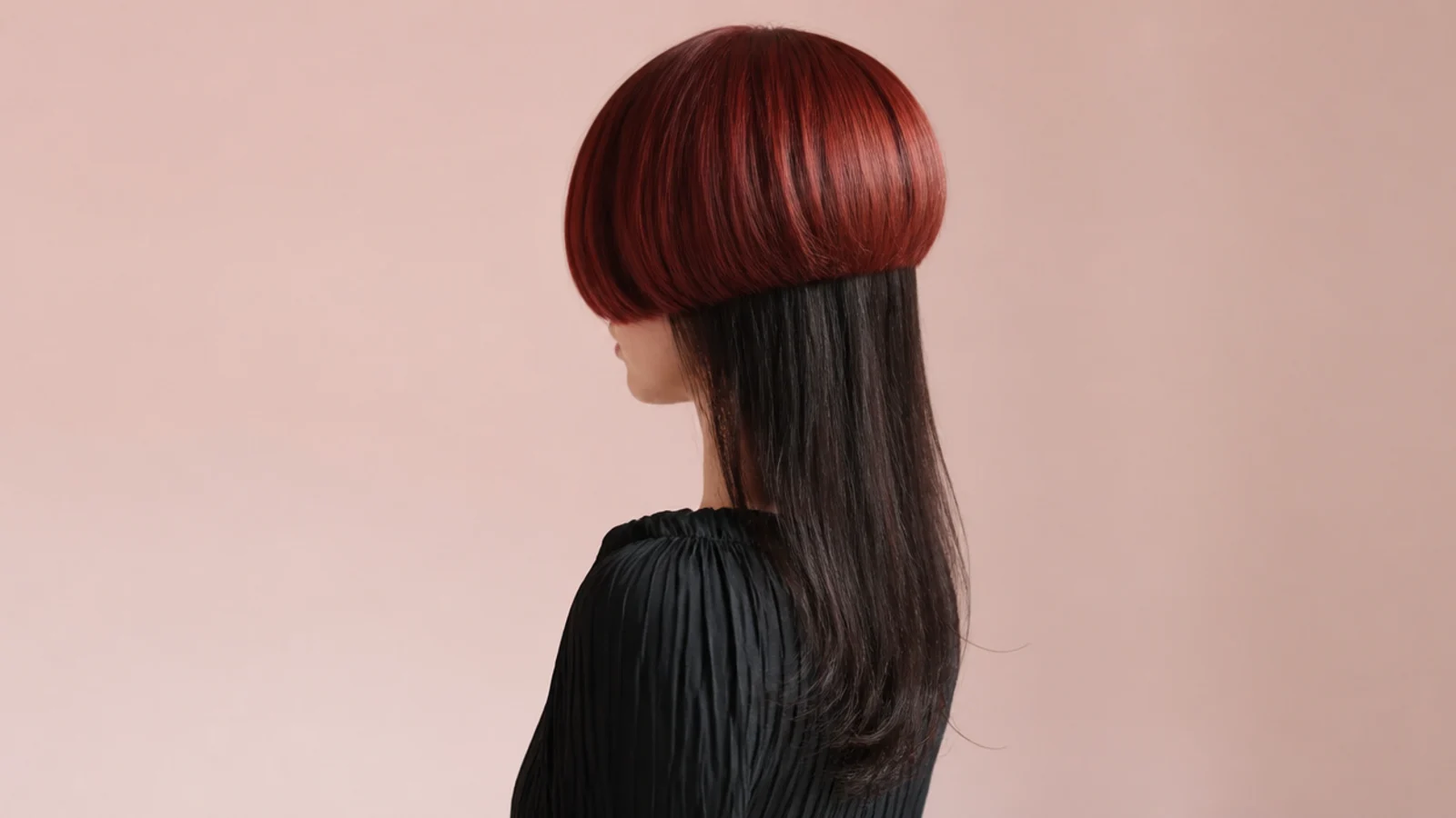 A vivid cherry red rounded layer above near black espresso lengths