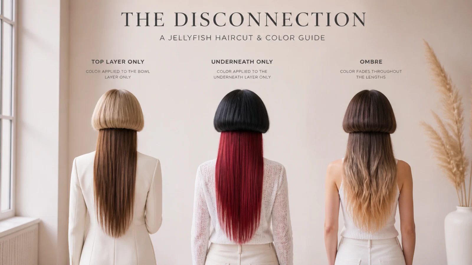 Several stepped cuts photographed side by side showing color stopping at different heights