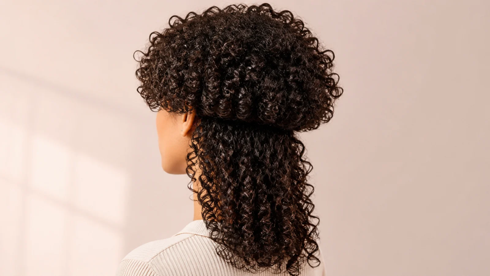 Dense springy ringlets shaped into a rounded bowl above longer curls