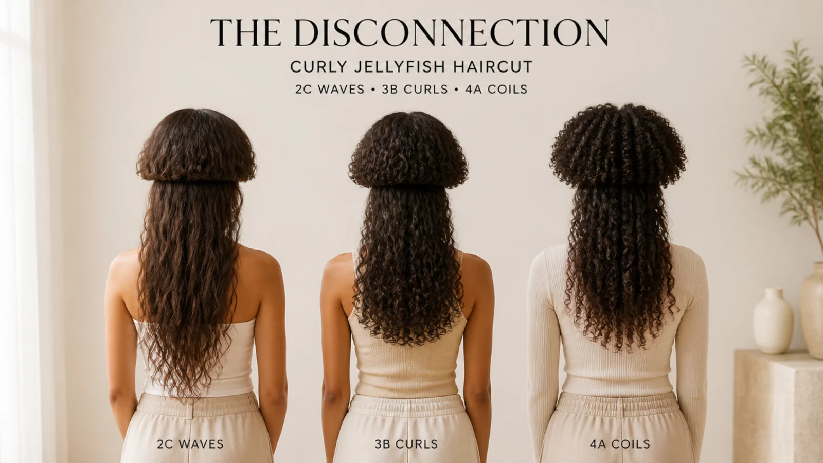 Four curl patterns compared side by side under even light