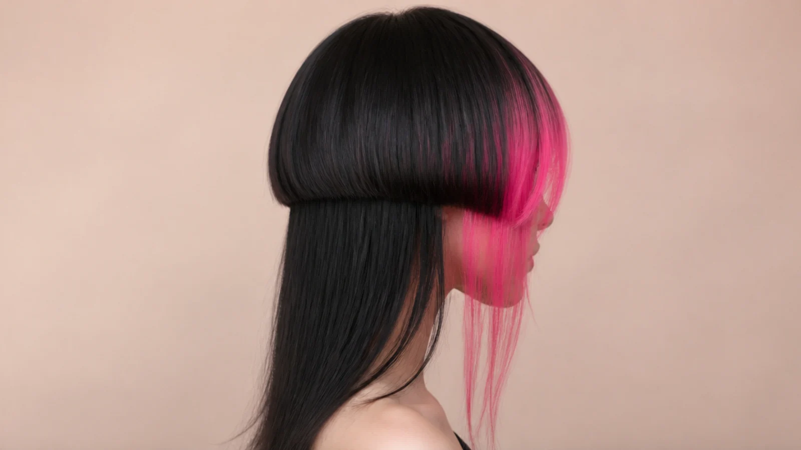 Two bleached front sections framing the face against darker hair