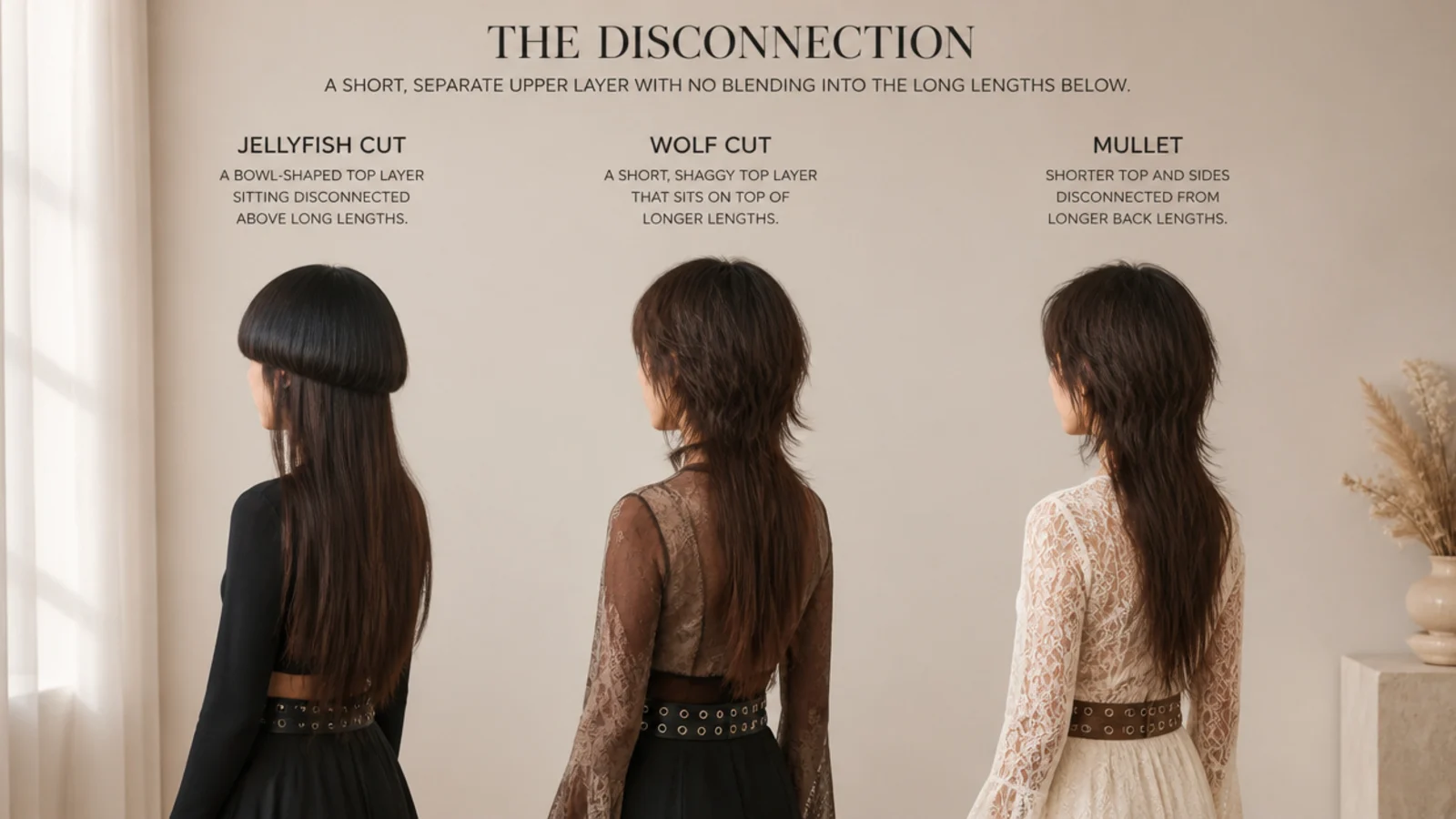 Three back views compared showing one hard stepped shape beside two blended cuts