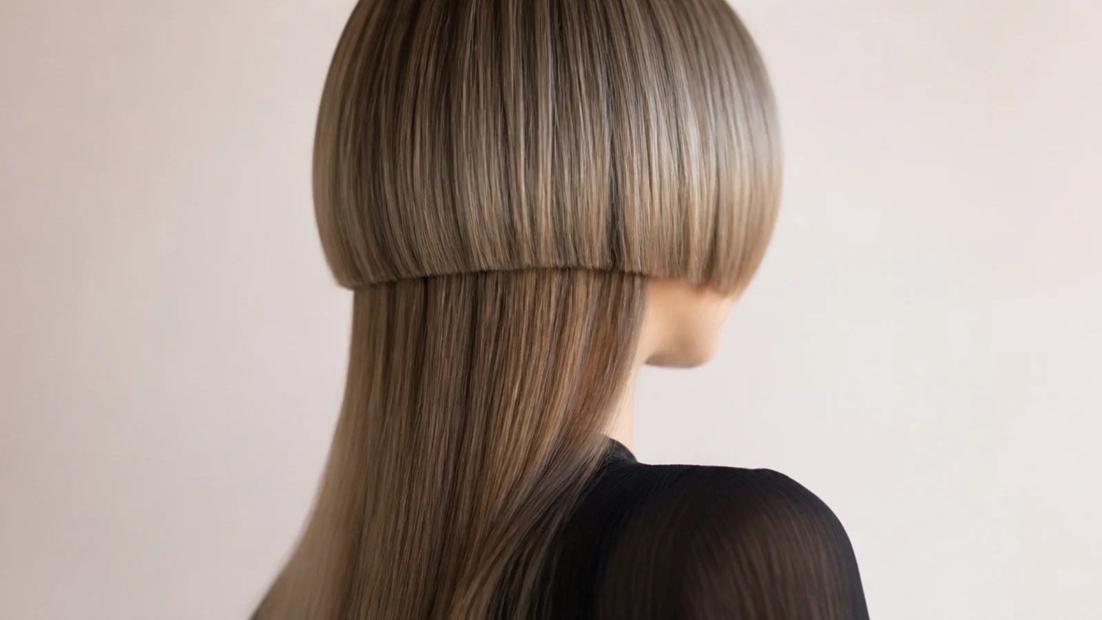 Thinning shears held beside an untouched hard cut line