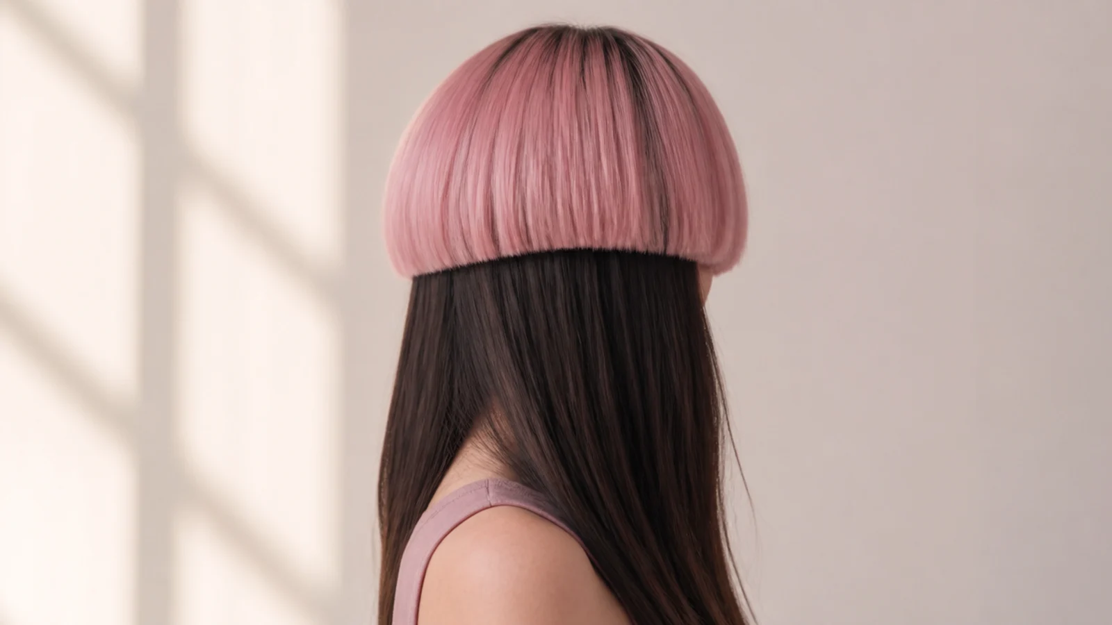 A pink rounded top layer with the fringe in the same shade