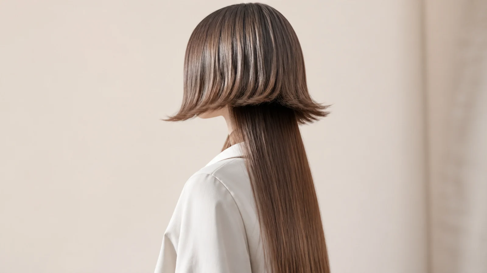 Ends of the short layer flicked outward away from the head