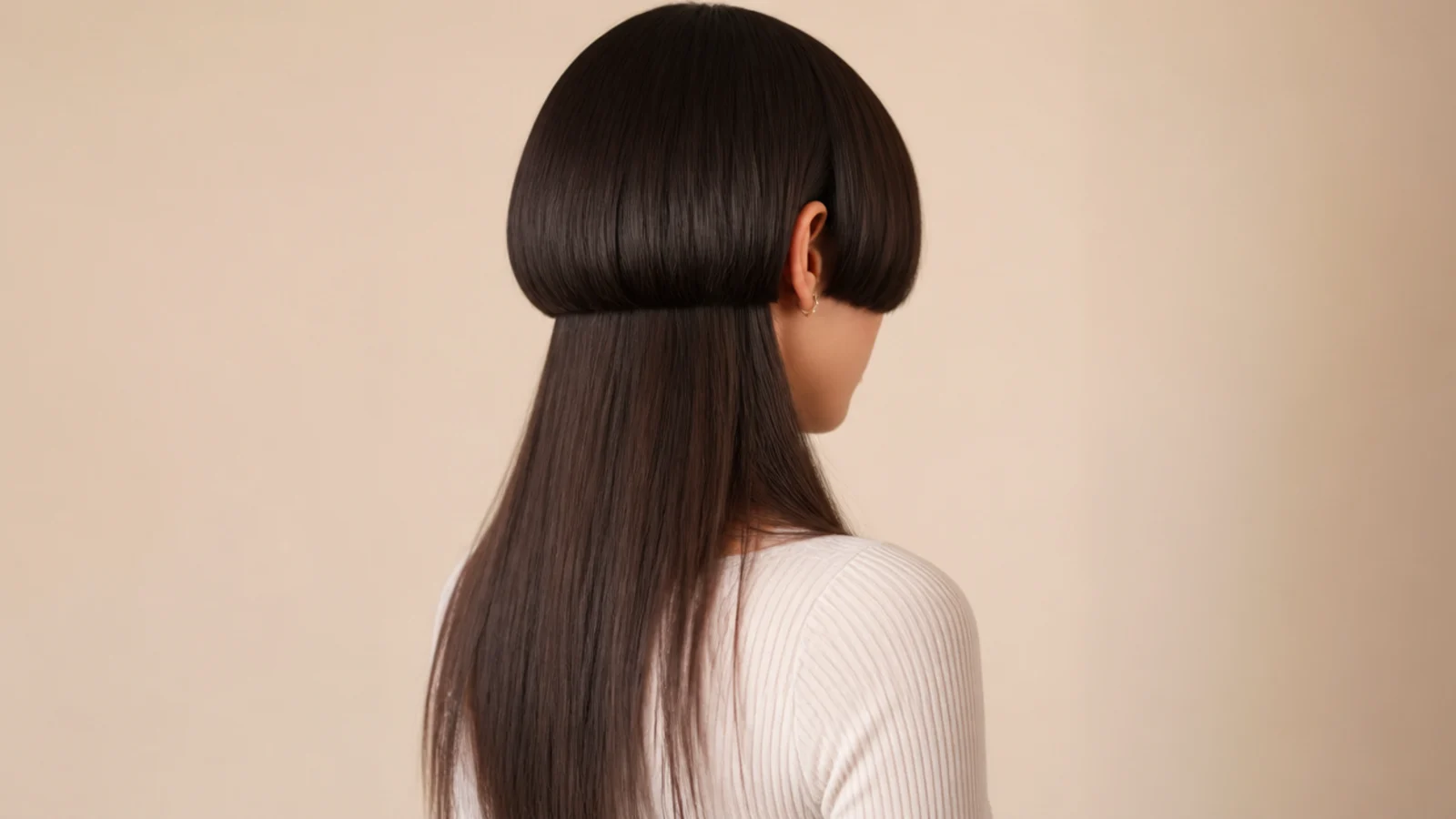 The short layer tucked behind both ears exposing the cut line