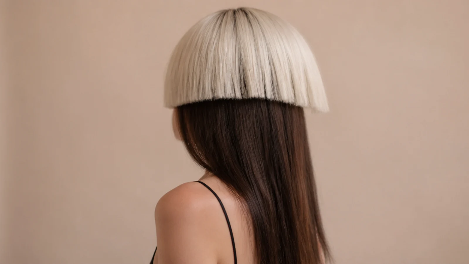 A pale blonde short layer above dark long lengths