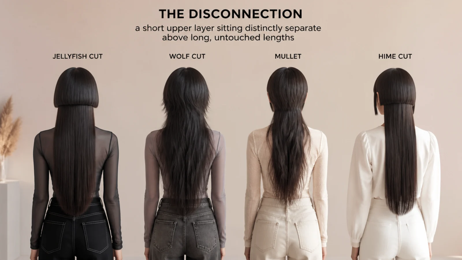 Four layered cuts arranged for comparison in one frame