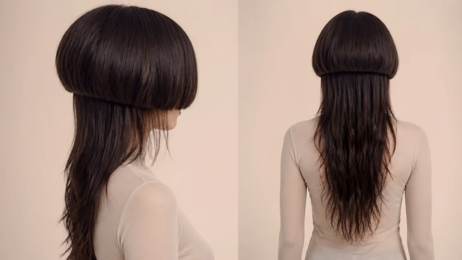 Softly tapered razored ends on long hair