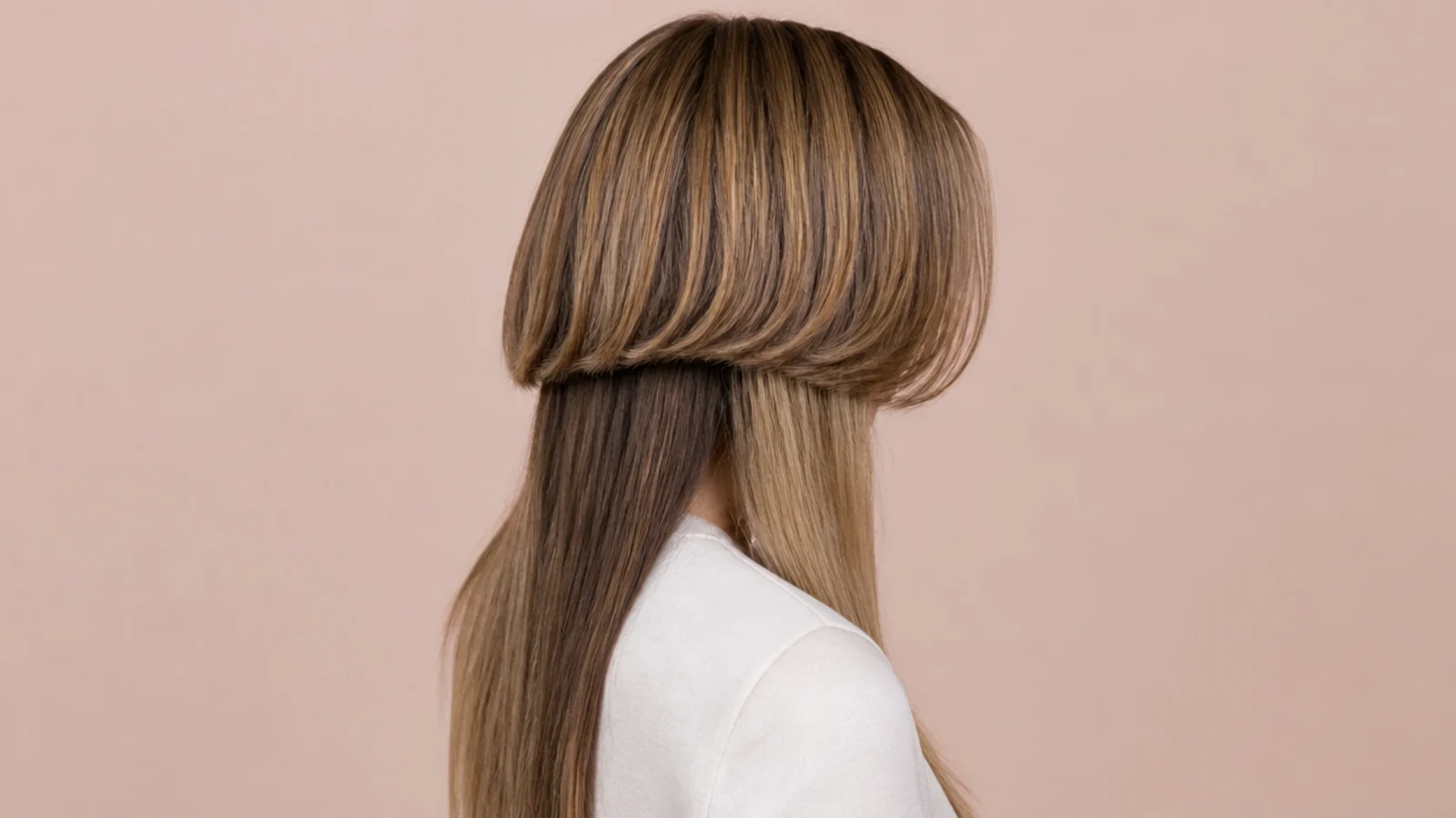 Front sections parted into a curtain and swept back