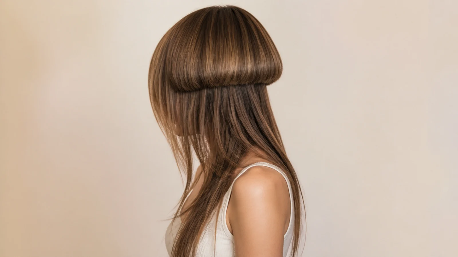 A short layer with a lightly notched lower edge