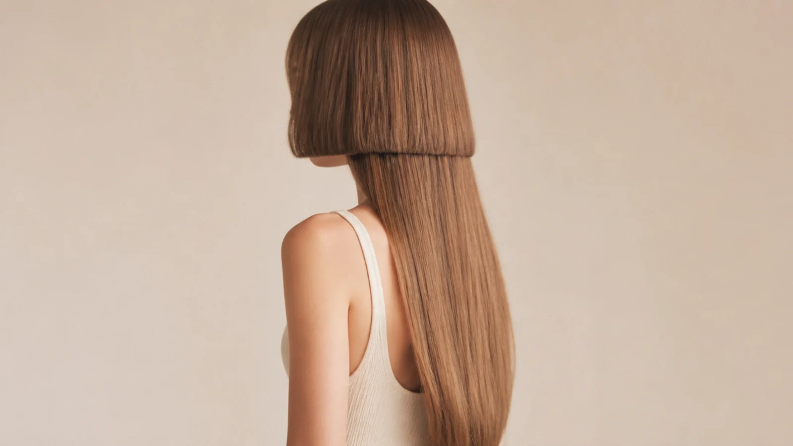 A very short upper layer at the cheekbones above waist length hair