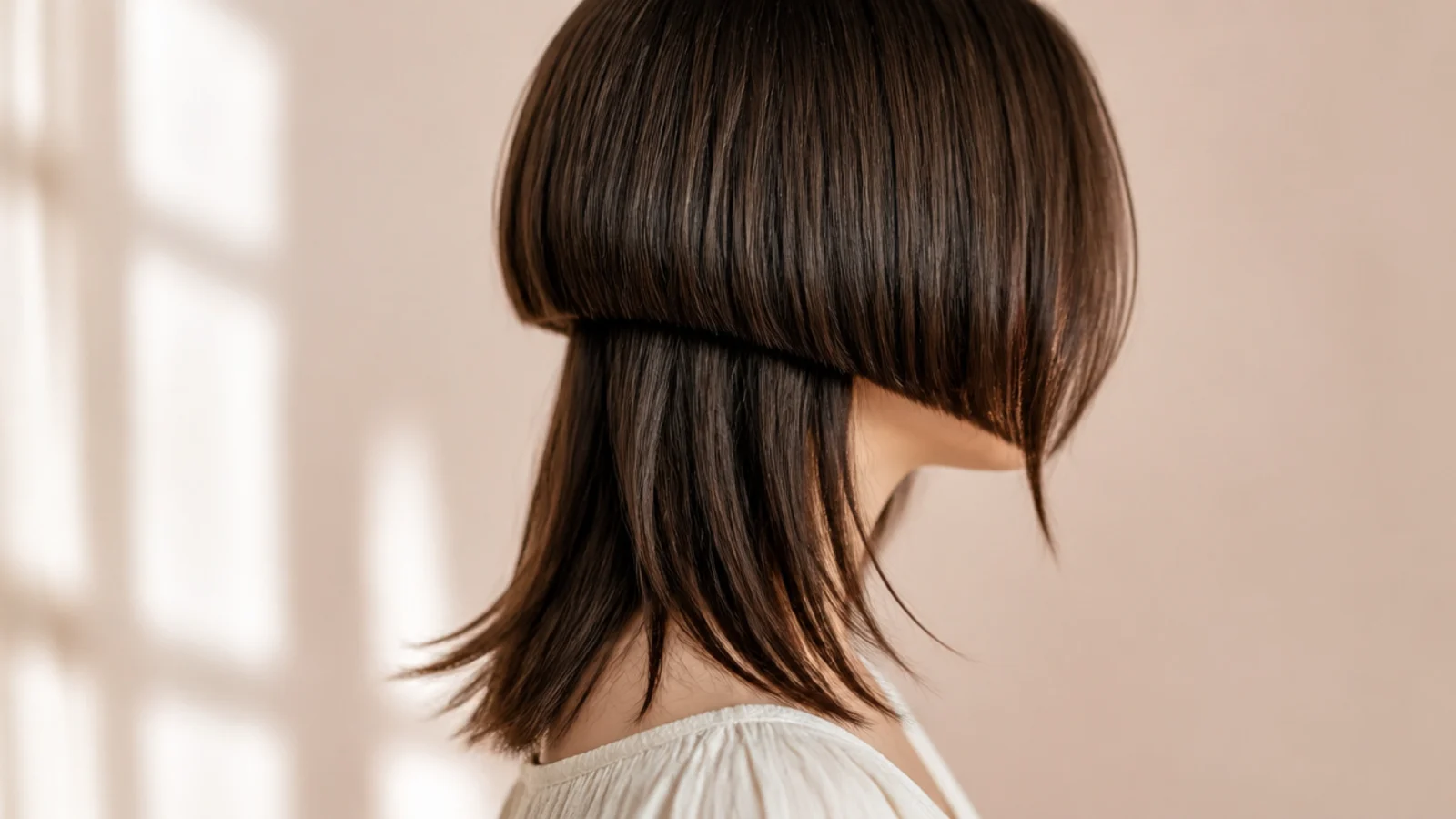 A jaw length short layer above hair ending at the collarbone