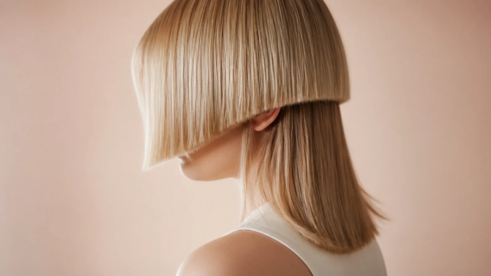 Fine straight hair with a crisply cut short upper layer
