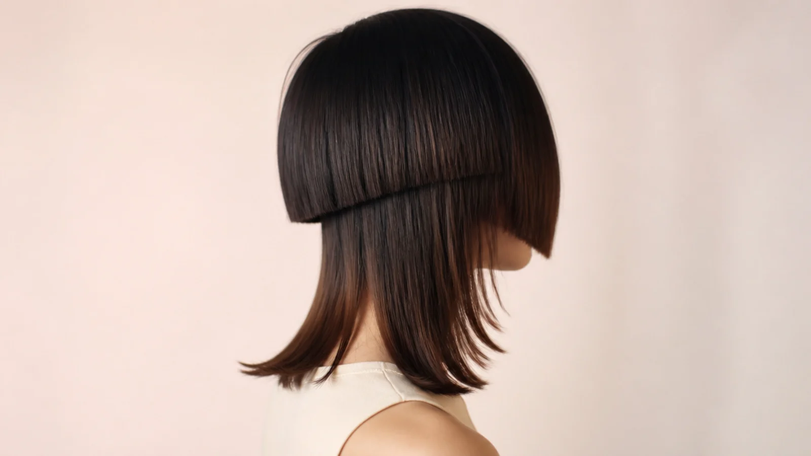 Ends of the short layer turned outward away from the head