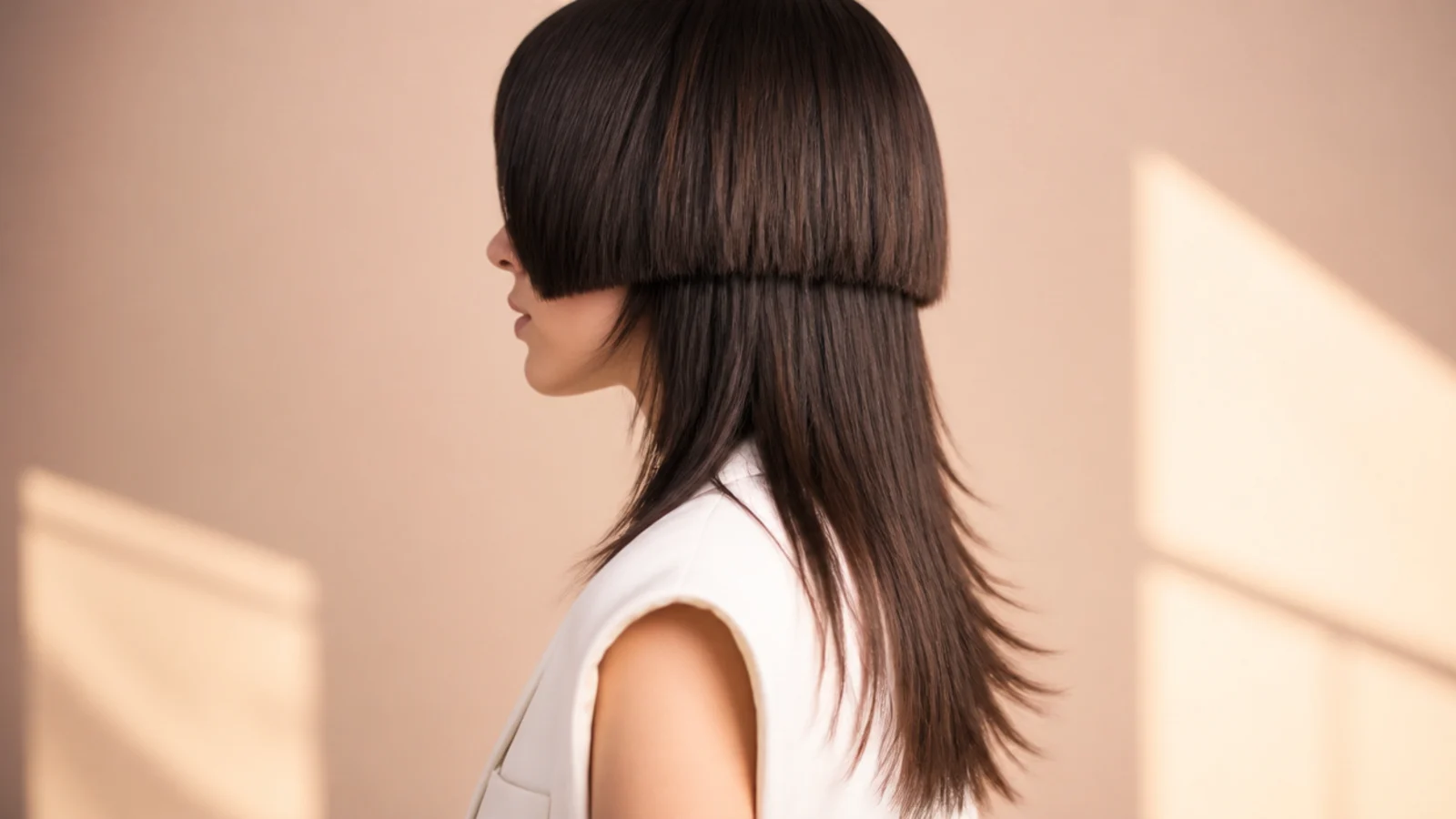 Heavy hair with a razored tapered short layer