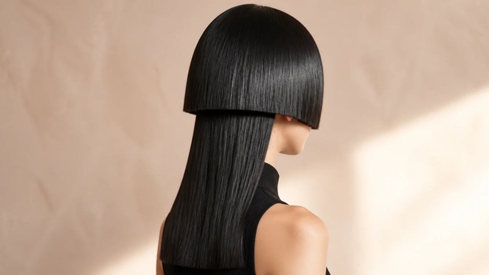 Poker straight hair with a sharply defined short hem