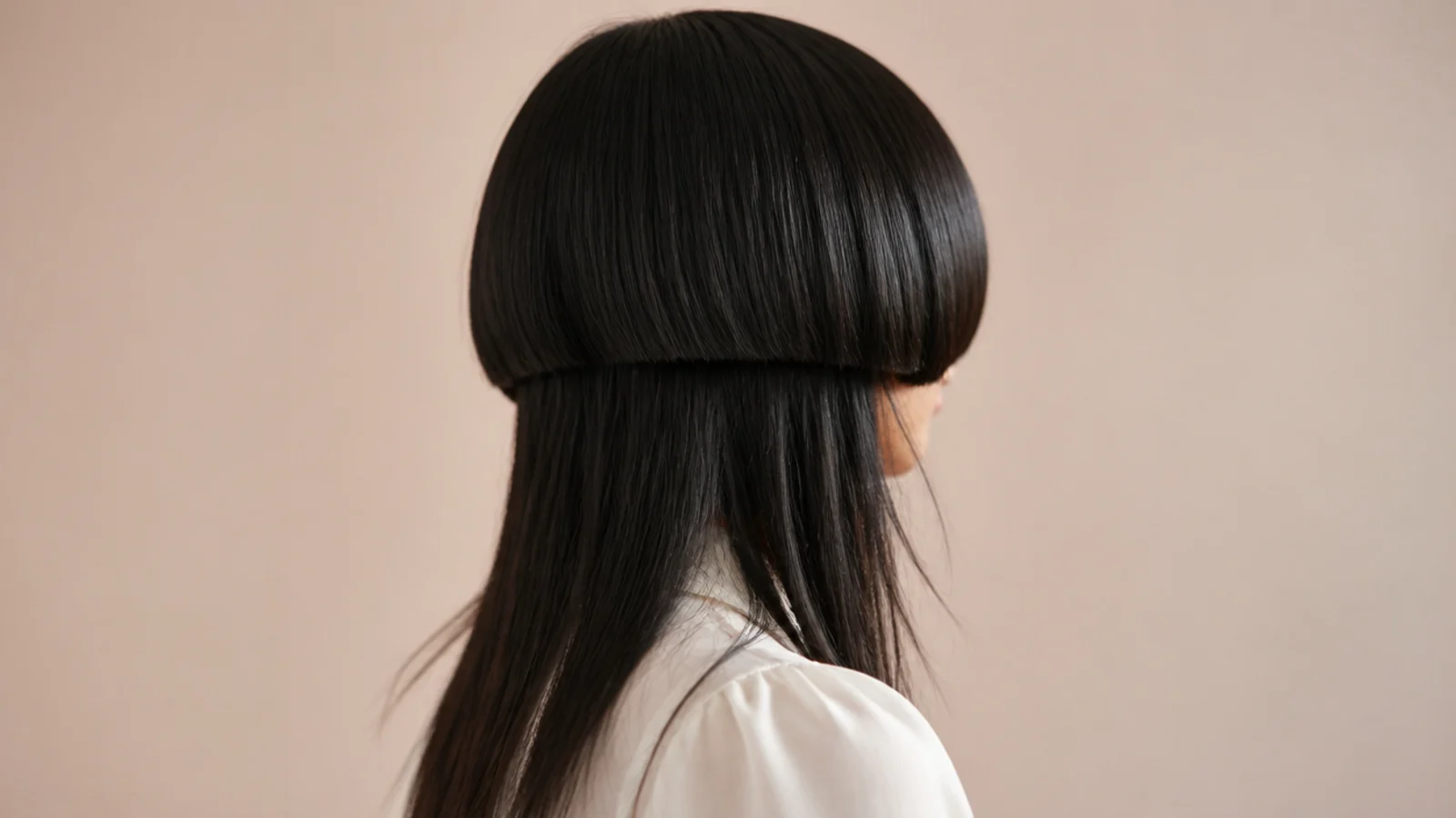 A dense bell sitting close to the head on thick hair