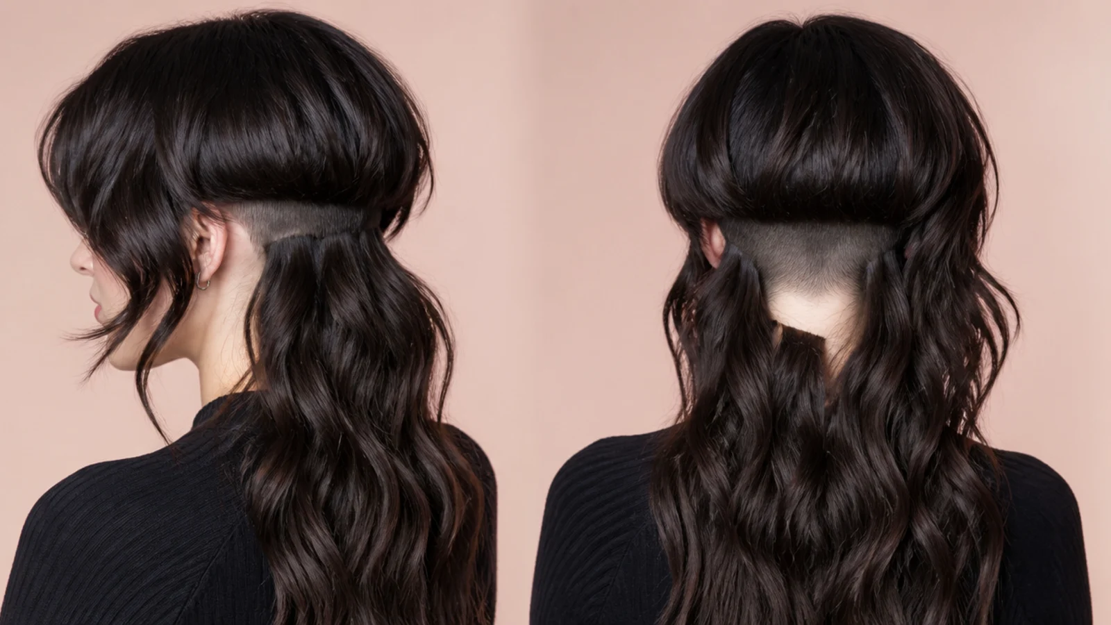 Waves lifted to show a clipped section at the nape