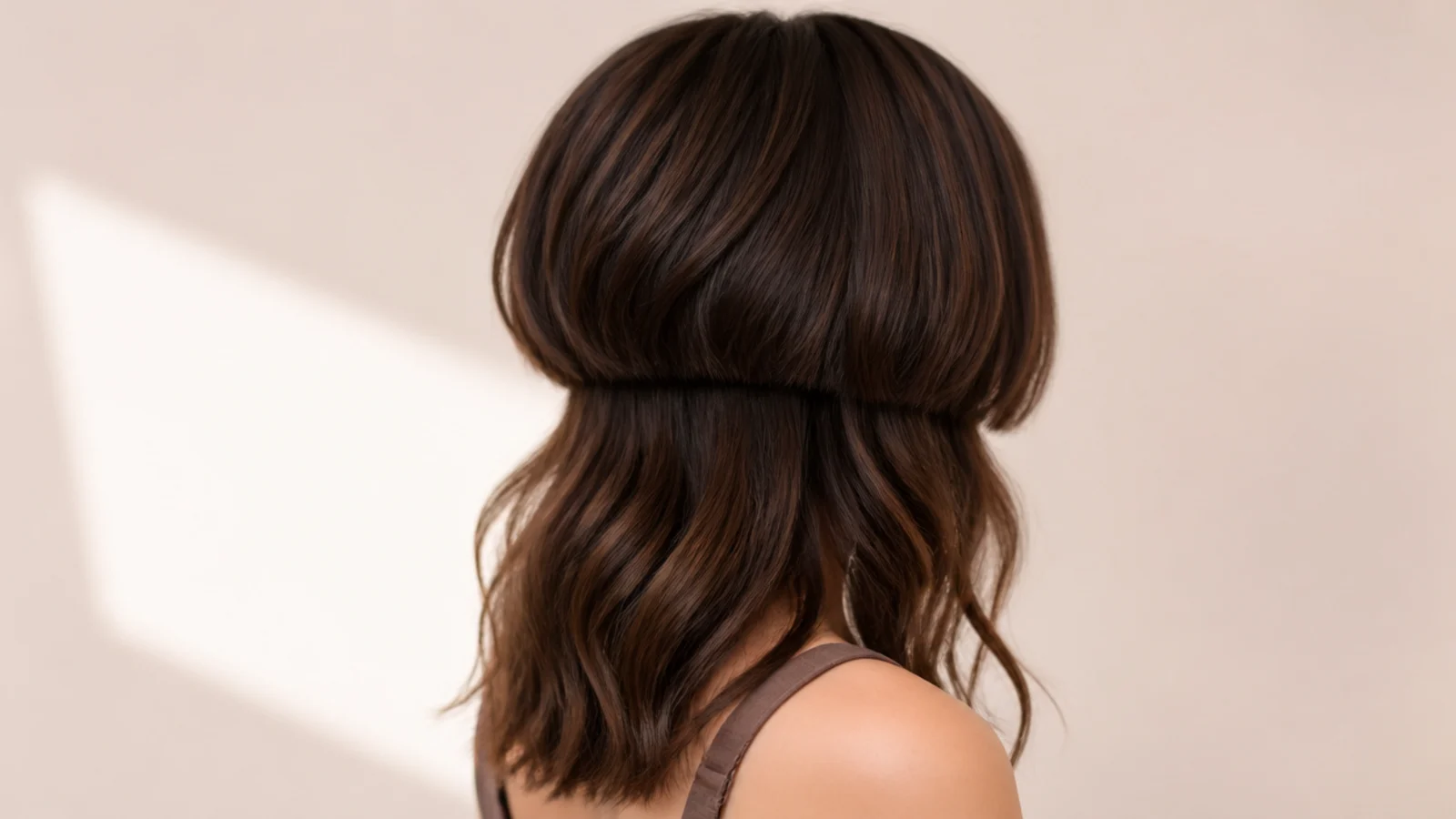 A dense wavy bell sitting close to the head