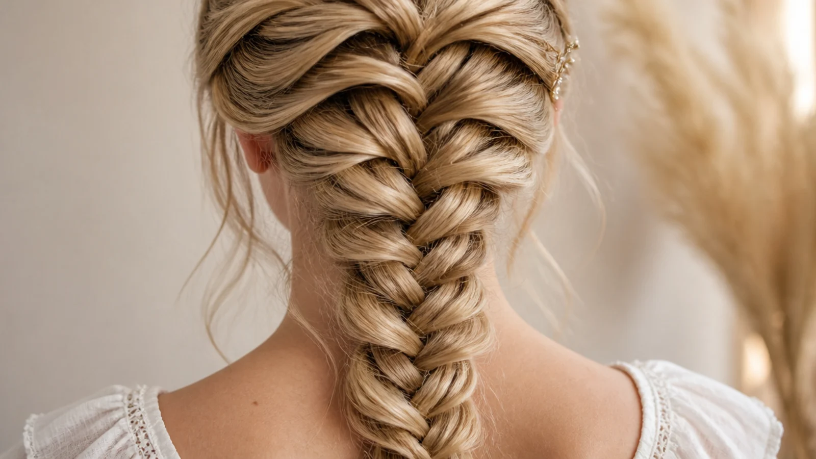 A neutral beige braid on fine hair with soft edges