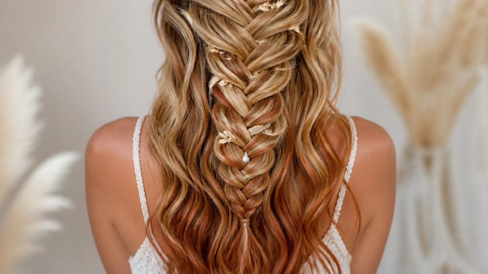 A copper toned braid with warm red highlights