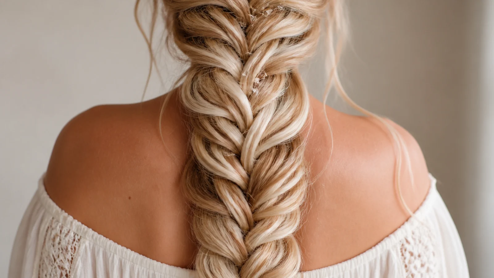 Pale and honey blonde alternating through the same braid