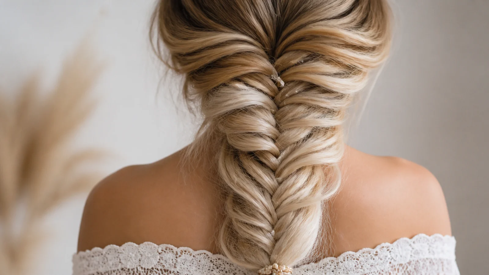 A three shade braid graduating from brown at the root to pale ends