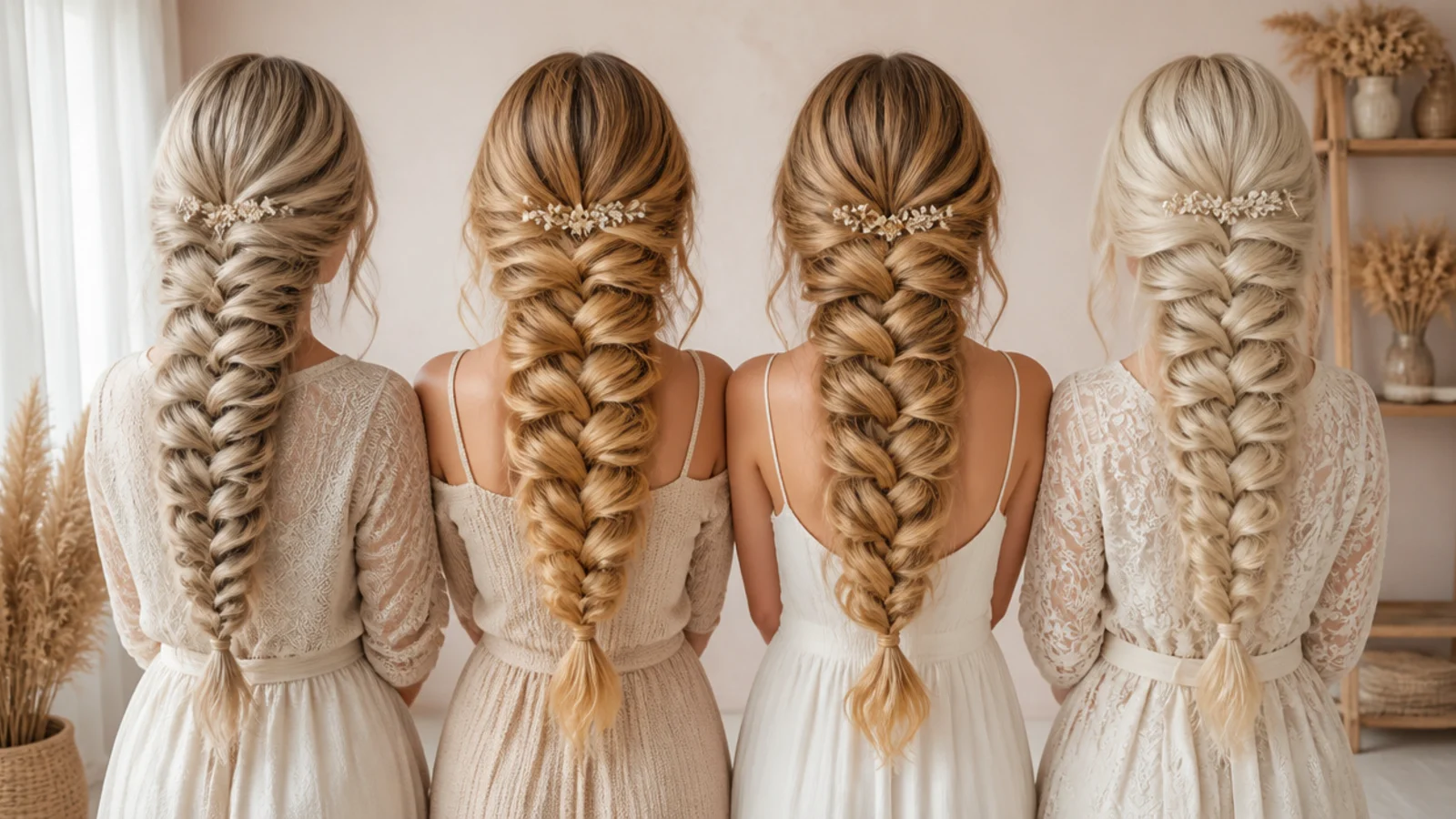 Several blonde tones compared through the length of one braid