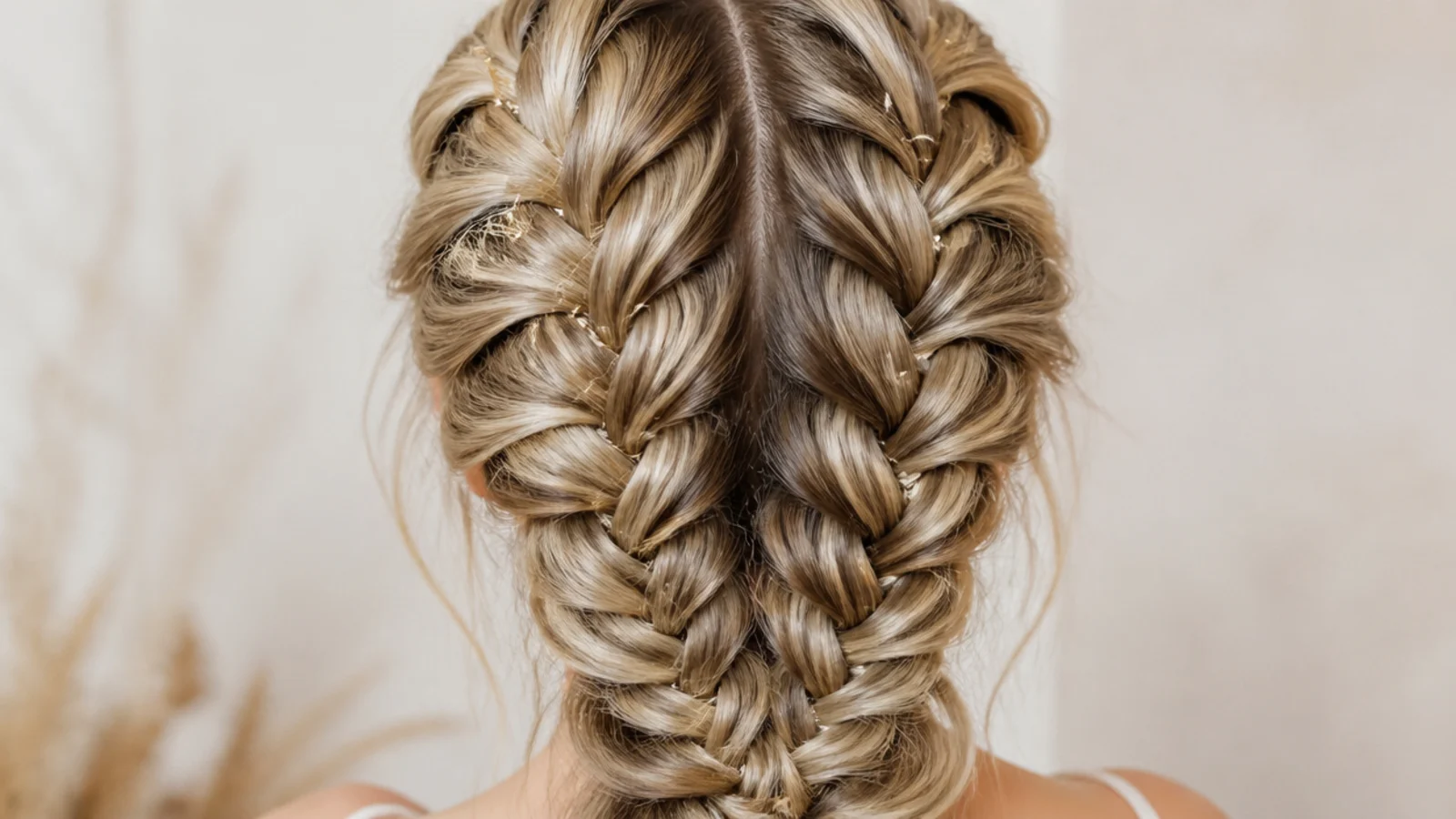 Two matching braids either side of a centre parting