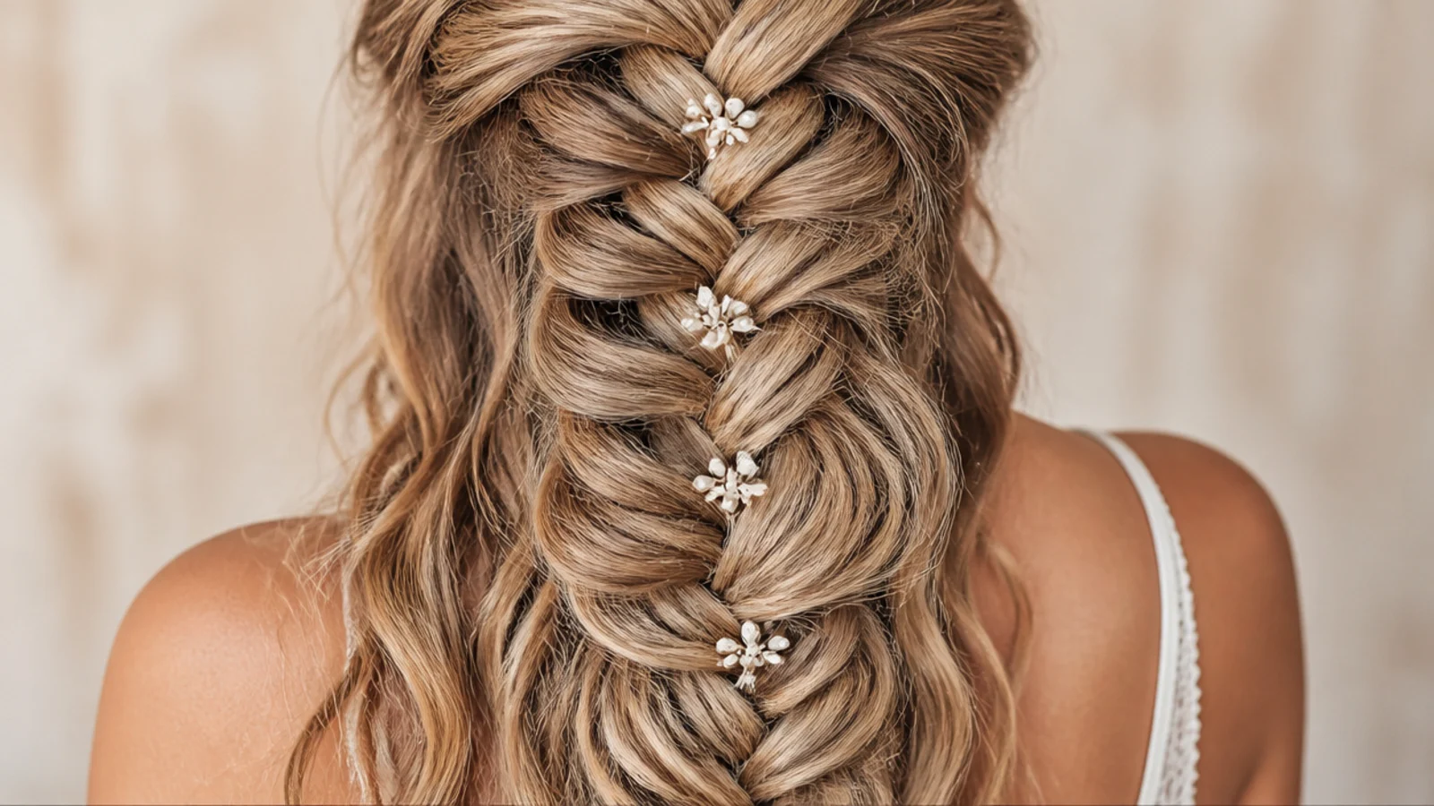 A textured braid with rough beachy waves left around it