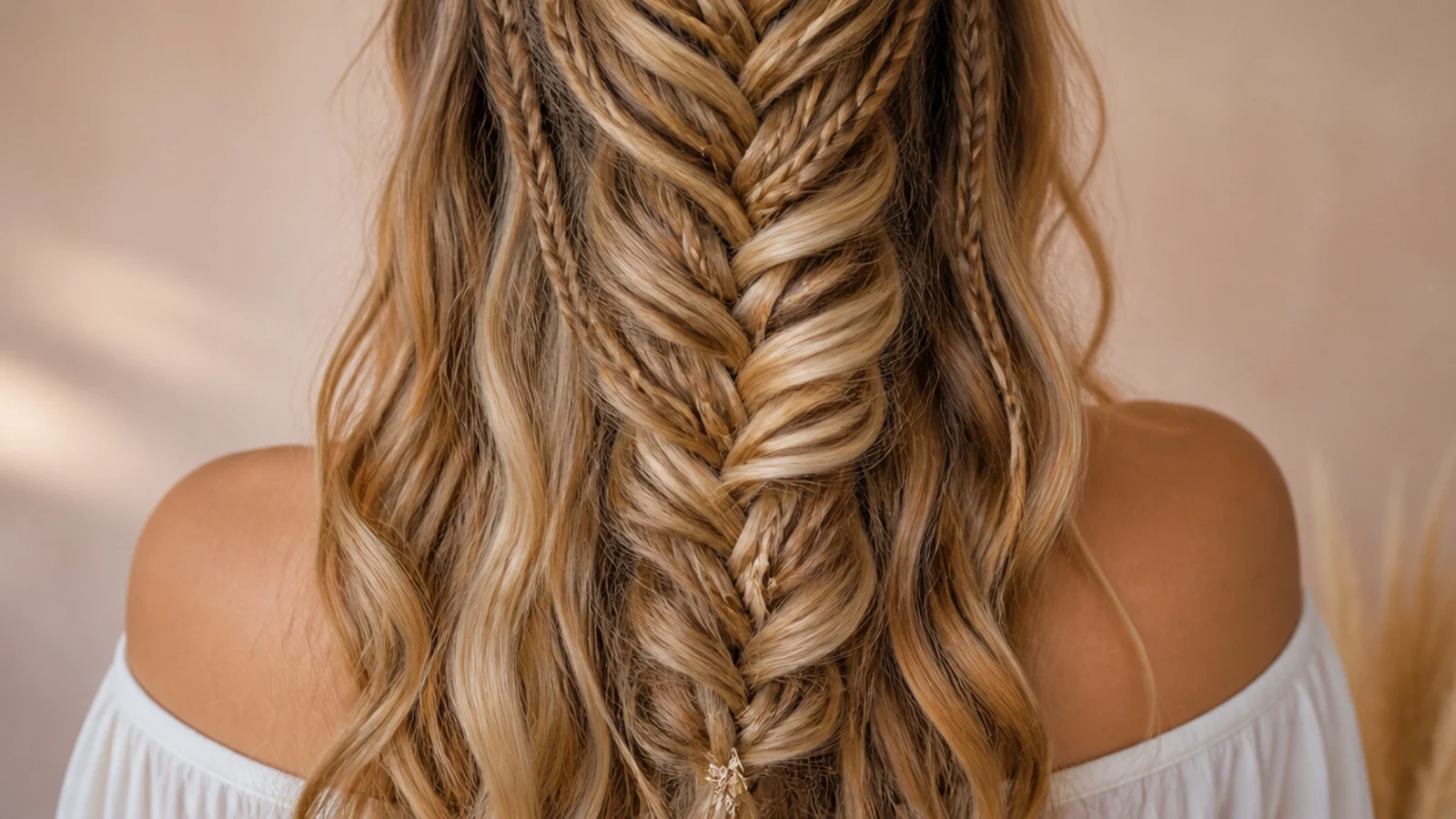 A long wavy braid thickened with clip in extensions