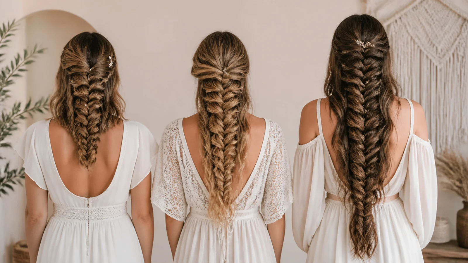 Braids of different widths compared on long and shoulder length hair