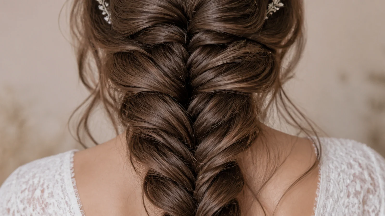 A soft braid worked through unwashed second day hair