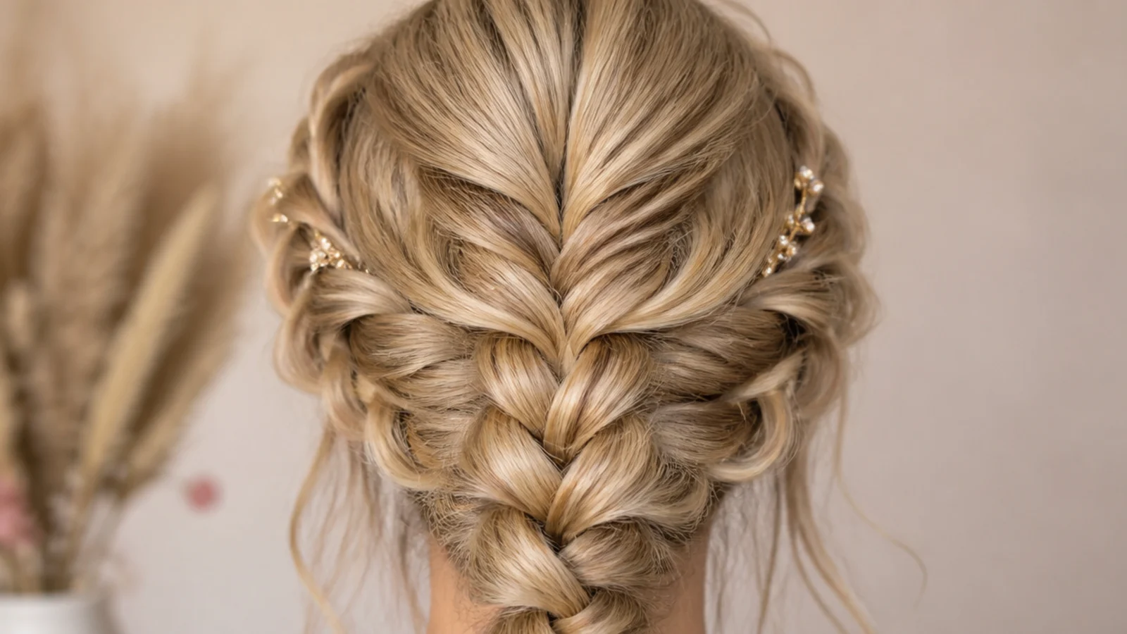 A braid running around the crown and pinned at the back