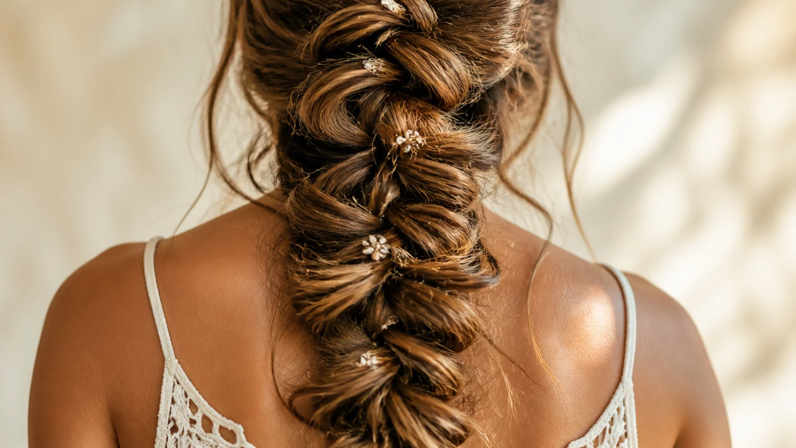A very wide freshly pancaked braid photographed in daylight